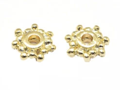 10 Perles Intercalaires Heishi - Doré à L'or Fin 18k - 7,5 X 2 Mm