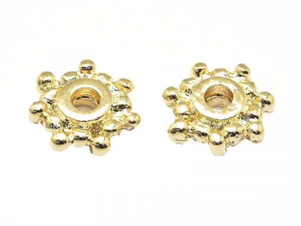 10 Perles Intercalaires Heishi - Doré à L'or Fin 18k - 7,5 X 2 Mm