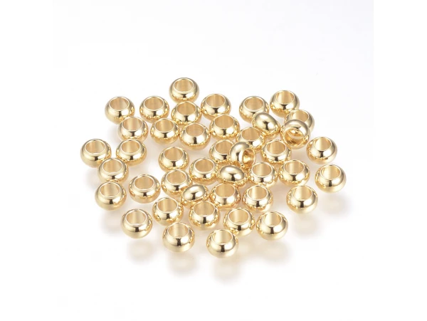 10 Perles Rondelles Intercalaires - Doré à L'or Fin 18k - 5 X 3 Mm – Image 2