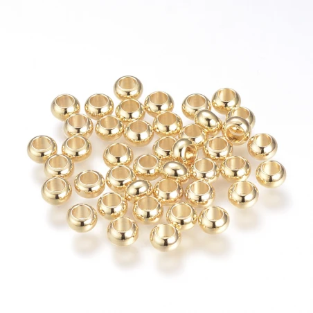 10 Perles Rondelles Intercalaires - Doré à L'or Fin 18k - 5 X 3 Mm – Image 4