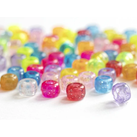 100 Perles En Plastiques Basiques Pour Enfants - Multicolore à Paillettes - 9x6 Mm – Image 11
