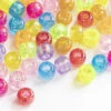 100 Perles En Plastiques Basiques Pour Enfants - Multicolore à Paillettes - 9x6 Mm