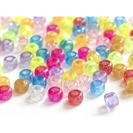 100 Perles En Plastiques Basiques Pour Enfants - Multicolore à Paillettes - 9x6 Mm – Image 18