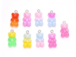 20 Pendentifs Ours En Résine - Bicolore