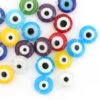 20 Perles Rondes En Verre - œil Porte Bonheur - Multicolore - 10 Mm