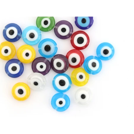 20 Perles Rondes En Verre - œil Porte Bonheur - Multicolore - 10 Mm – Image 4