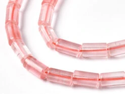 20 Perles Tube/colonne En Quartz Cerise - 6 X 3 Mm