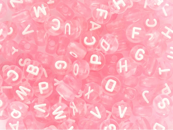 200 Perles Rondes En Plastique Transparent - Lettres Alphabet - Rose Pâle - 7 Mm – Image 2