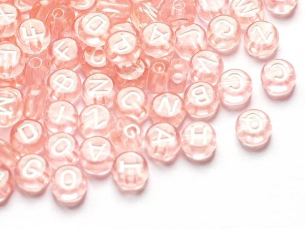 200 Perles Rondes En Plastique Transparent - Lettres Alphabet - Rose Pâle - 7 Mm – Image 11
