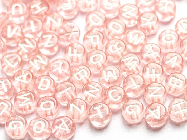 200 Perles Rondes En Plastique Transparent - Lettres Alphabet - Rose Pâle - 7 Mm – Image 12