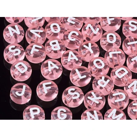 200 Perles Rondes En Plastique Transparent - Lettres Alphabet - Rose Pâle - 7 Mm – Image 15