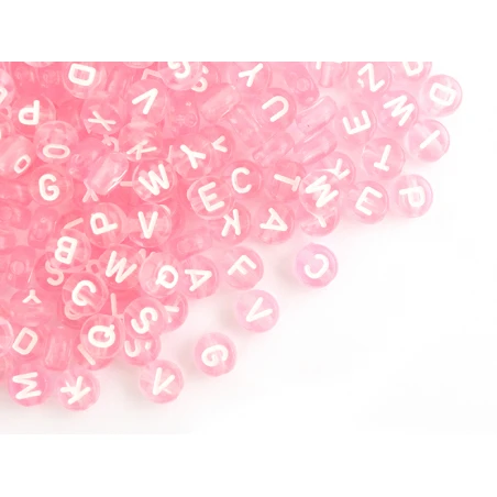 200 Perles Rondes En Plastique Transparent - Lettres Alphabet - Rose Pâle - 7 Mm – Image 17