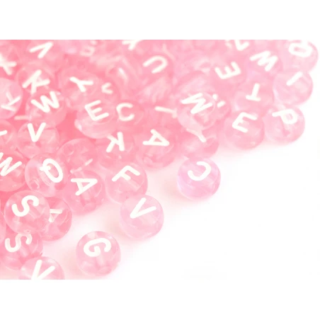 200 Perles Rondes En Plastique Transparent - Lettres Alphabet - Rose Pâle - 7 Mm – Image 19