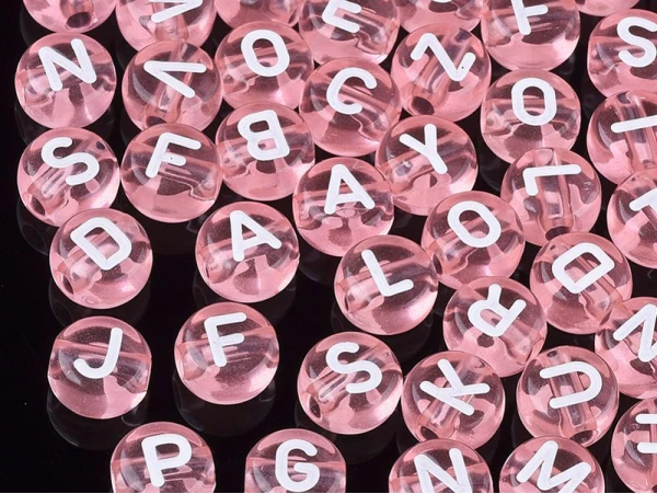 200 Perles Rondes En Plastique Transparent - Lettres Alphabet - Rose Pâle - 7 Mm – Image 3