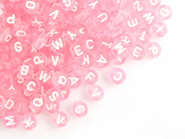 200 Perles Rondes En Plastique Transparent - Lettres Alphabet - Rose Pâle - 7 Mm – Image 5