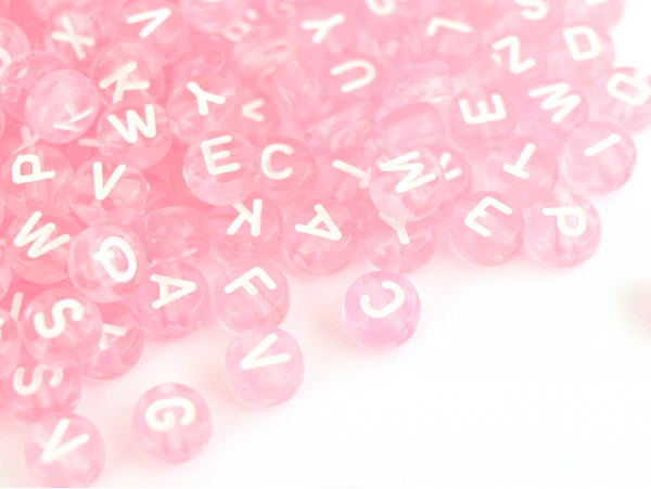 200 Perles Rondes En Plastique Transparent - Lettres Alphabet - Rose Pâle - 7 Mm – Image 6