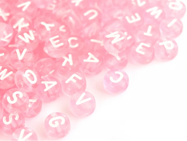 200 Perles Rondes En Plastique Transparent - Lettres Alphabet - Rose Pâle - 7 Mm – Image 7