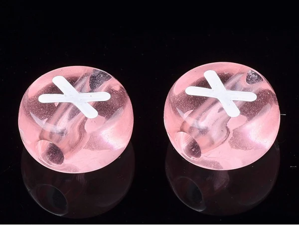200 Perles Rondes En Plastique Transparent - Lettres Alphabet - Rose Pâle - 7 Mm – Image 8