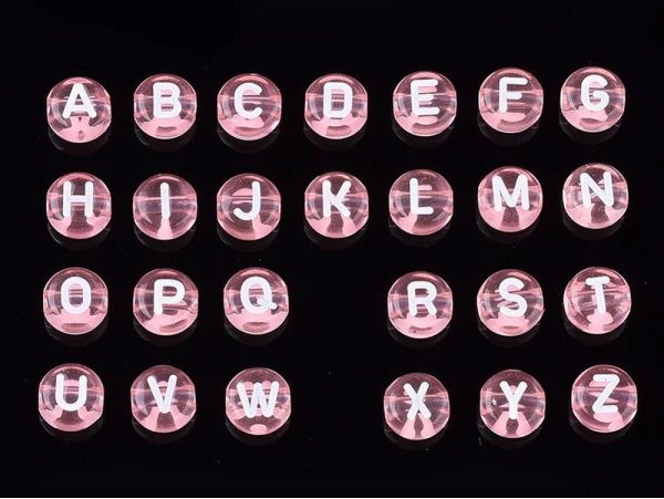 200 Perles Rondes En Plastique Transparent - Lettres Alphabet - Rose Pâle - 7 Mm – Image 9