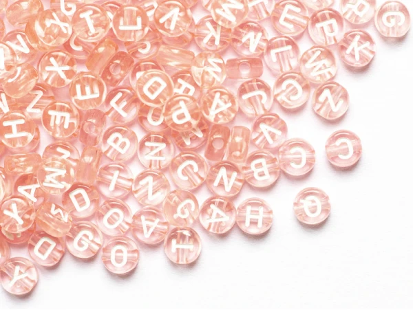200 Perles Rondes En Plastique Transparent - Lettres Alphabet - Rose Pâle - 7 Mm – Image 10