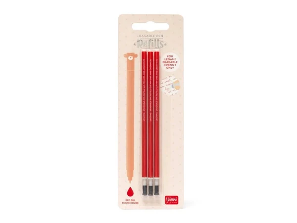 3 Recharges Pour Stylo à Encre Effaçable - Rouge - Legami