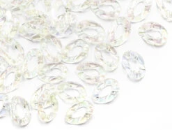 50 Grands Maillons En Plastique 30 X 21 Mm - à Connecter Pour Création De Chaîne - Blanc Nacré Et Irisé