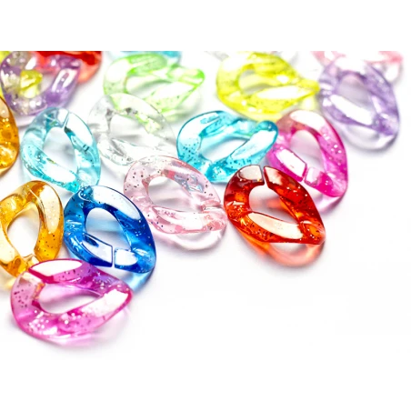 50 Grands Maillons En Plastique 30 X 21 Mm - à Connecter Pour Création De Chaîne - Multicolore Pailleté – Image 17