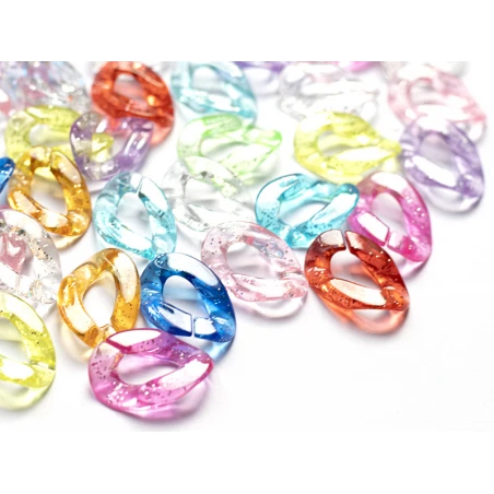 50 Grands Maillons En Plastique 30 X 21 Mm - à Connecter Pour Création De Chaîne - Multicolore Pailleté – Image 18