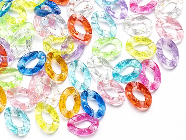 50 Grands Maillons En Plastique 30 X 21 Mm - à Connecter Pour Création De Chaîne - Multicolore Pailleté – Image 6