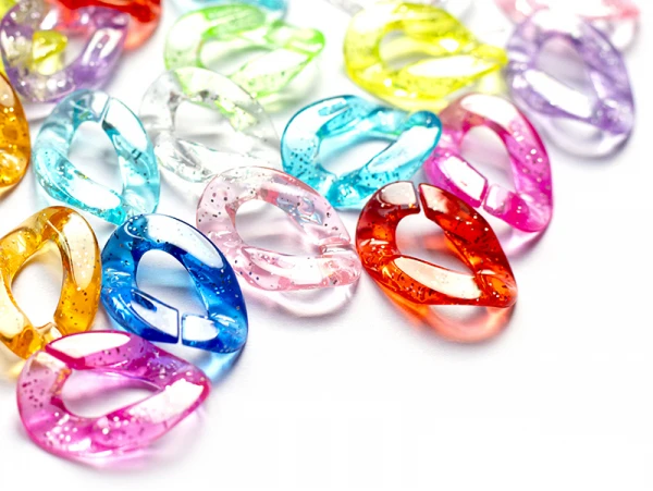 50 Grands Maillons En Plastique 30 X 21 Mm - à Connecter Pour Création De Chaîne - Multicolore Pailleté – Image 8