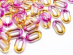 50 Grands Maillons En Plastique 31 X 19 Mm - à Connecter Pour Création De Chaîne - Dégradé Rose Et Orange