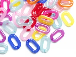 50 Grands Maillons En Plastique 31 X 19 Mm - à Connecter Pour Création De Chaîne - Mix Multicolore Transclucide