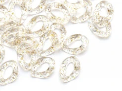 50 Maillons En Plastique 23 X 16 Mm - à Connecter Pour Création De Chaîne - Transparent à Paillettes