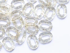 50 Maillons Ovales En Plastique 19 X 14 Mm - à Connecter Pour Création De Chaîne - Transparent à Paillettes