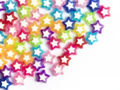 50 Perles En Plastique étoiles - Transparent Et Blanc - 9x10 Mm