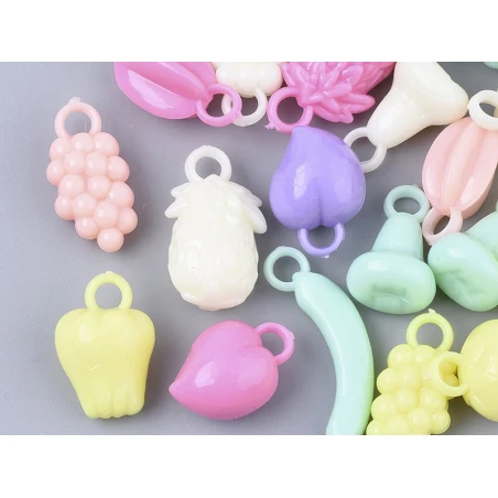 50 Perles En Plastique - Fruits Variés - Pastel – Image 19
