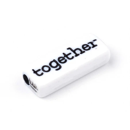 50 Perles En Plastique - Mots - Noir Et Blanc – Image 11