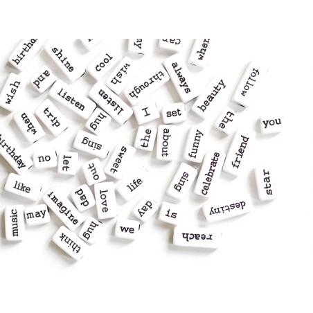 50 Perles En Plastique - Mots - Noir Et Blanc – Image 14