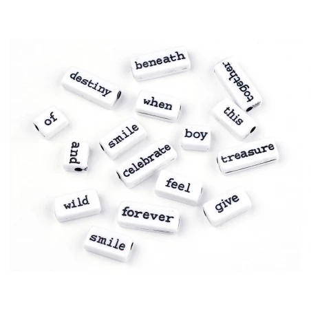 50 Perles En Plastique - Mots - Noir Et Blanc – Image 10