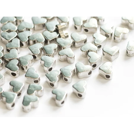 50 Petites Perles En Plastique - Cœurs Argentés – Image 11