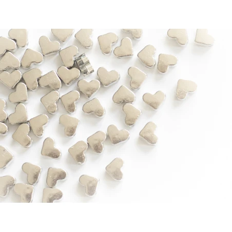 50 Petites Perles En Plastique - Cœurs Argentés – Image 12