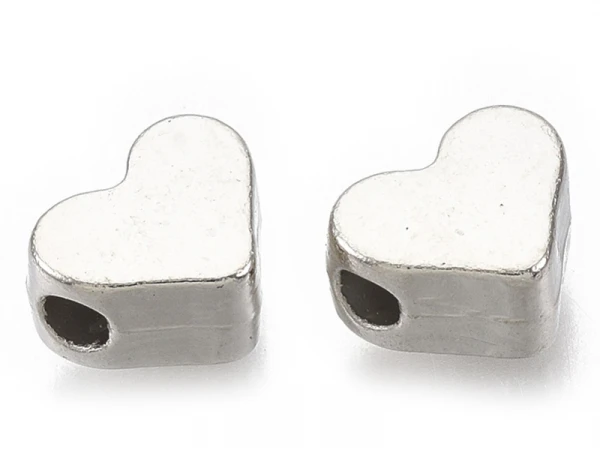 50 Petites Perles En Plastique - Cœurs Argentés – Image 3