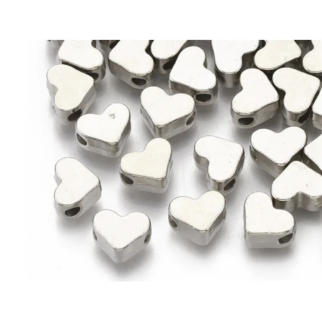 50 Petites Perles En Plastique - Cœurs Argentés – Image 8