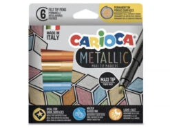 CARIOCA 6 Feutres De Couleur à Pointe Large - Couleurs Métalliques