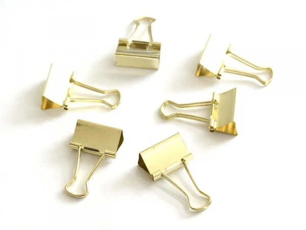 6 Pinces Clip Dorées 32 Mm