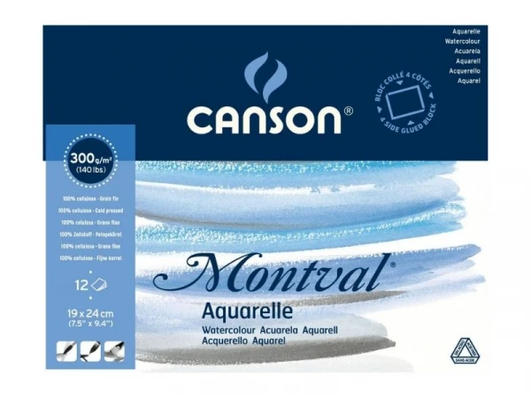 Bloc Papier Canson Montval - 12 Feuilles 24x32 Cm 300g/m²