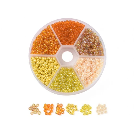 Boite De 60 Grammes De Perles De Rocailles 3mm - Mix Jaune Et Orange – Image 4
