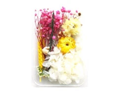 Boite De Fleurs Séchées Mélangées - Coloris Blanc Jaune Rose