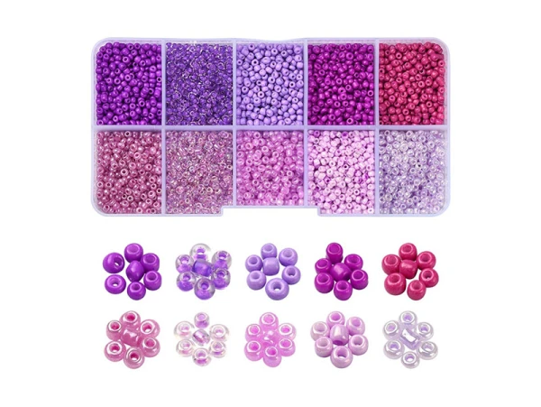 Boite De Perles De Rocailles - 10 Nuances Violettes - 2,5mm - 8500 Pcs – Image 2