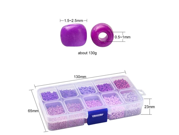 Boite De Perles De Rocailles - 10 Nuances Violettes - 2,5mm - 8500 Pcs – Image 4